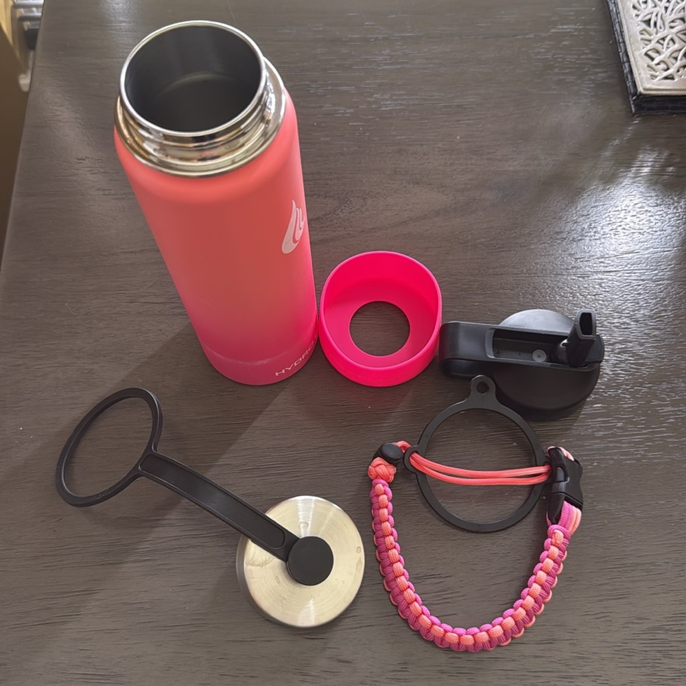 Pink Water Bottle with Accessories